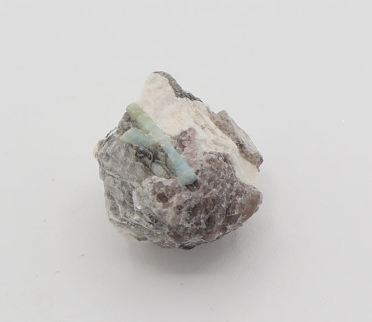 Aquamarine with Mica on Smoky Quartz and Feldspar