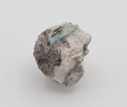 Aquamarine with Mica on Smoky Quartz and Feldspar