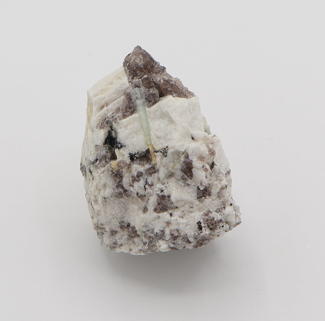 Bi-Colour Beryl with Mica on Smoky Quartz and Feldspar
