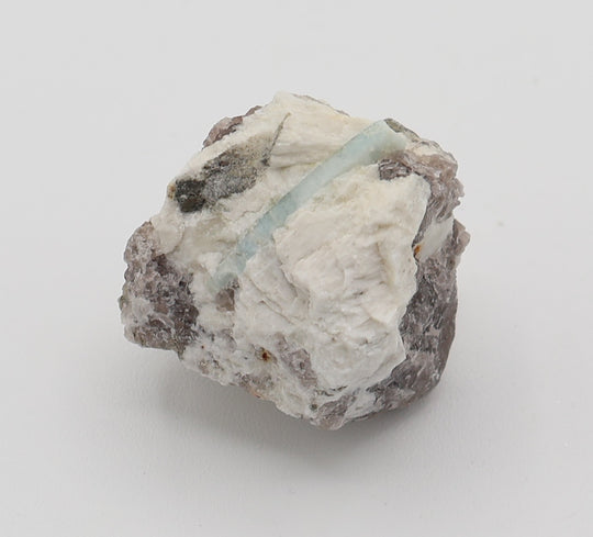 Aquamarine with Mica on Smoky Quartz and Feldspar