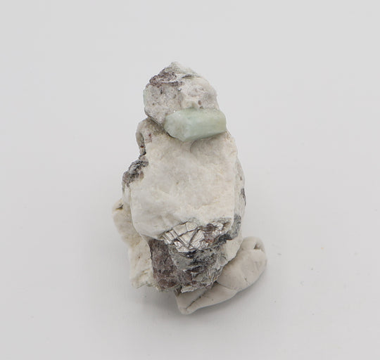 Aquamarine with Mica on Smoky Quartz and Feldspar
