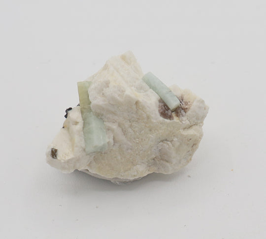 Aquamarine with Hematite and Smoky Quartz on Feldspar