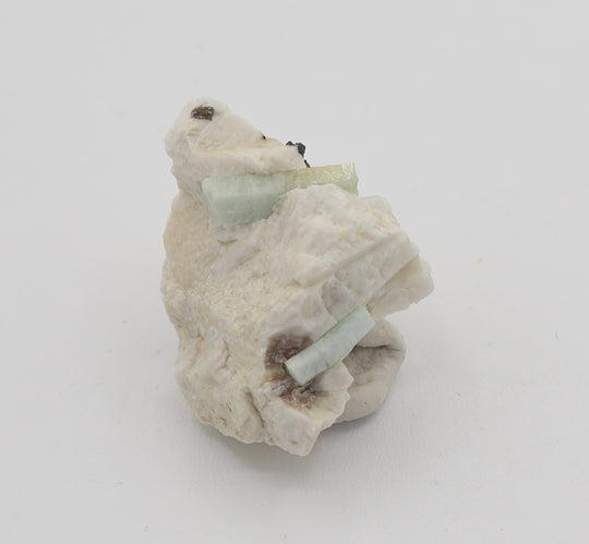 Aquamarine with Hematite and Smoky Quartz on Feldspar