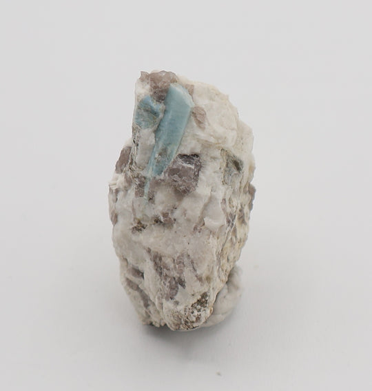 Aquamarine with Mica on Smoky Quartz and Feldspar