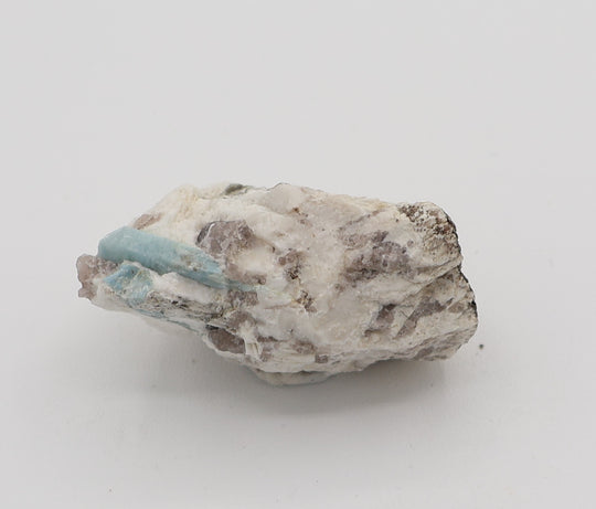 Aquamarine with Mica on Smoky Quartz and Feldspar