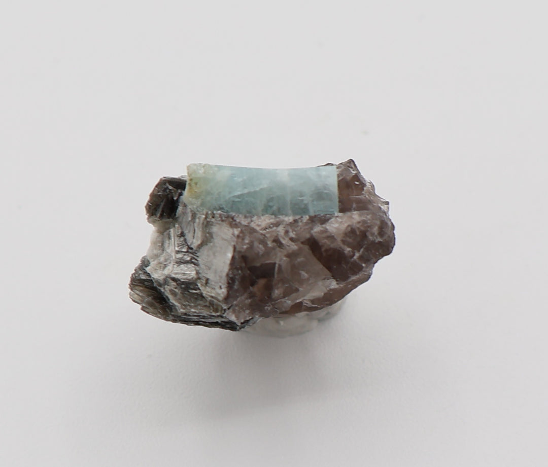 Aquamarine with Mica on Smoky Quartz