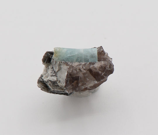 Aquamarine with Mica on Smoky Quartz