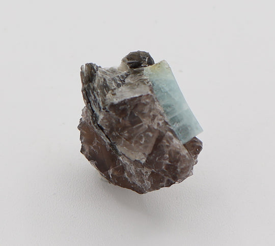 Aquamarine with Mica on Smoky Quartz