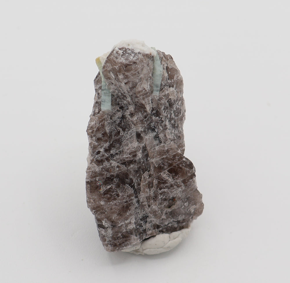 Heliodor Capped Aquamarine on Smoky Quartz and Feldspar