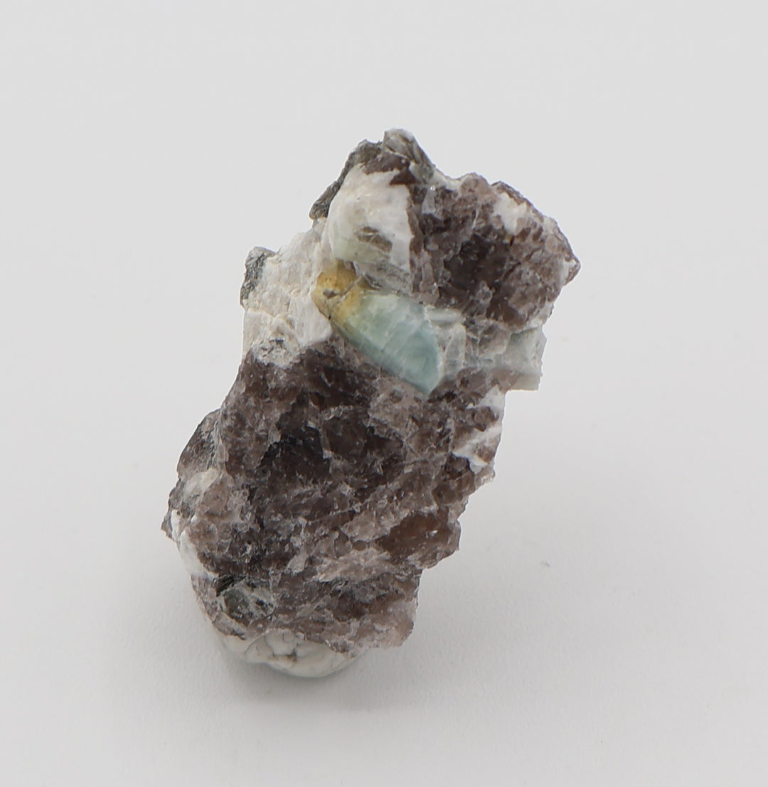 Heliodor Capped Aquamarine with Mica on Smoky Quartz and Feldspar