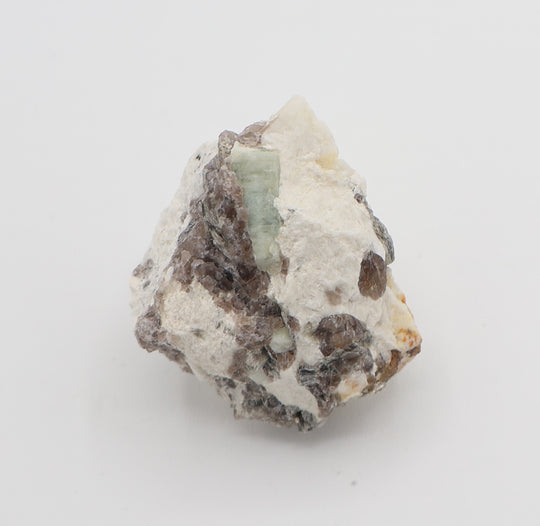 Aquamarine with Mica on Smoky Quartz and Feldspar