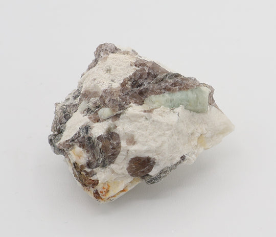 Aquamarine with Mica on Smoky Quartz and Feldspar