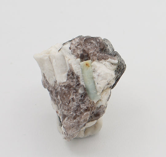 Aquamarine with Mica on Smoky Quartz and Feldspar