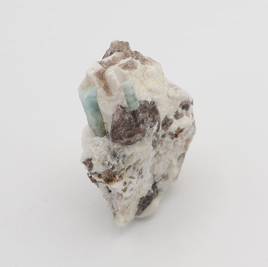 Aquamarine on Smoky Quartz and Feldspar