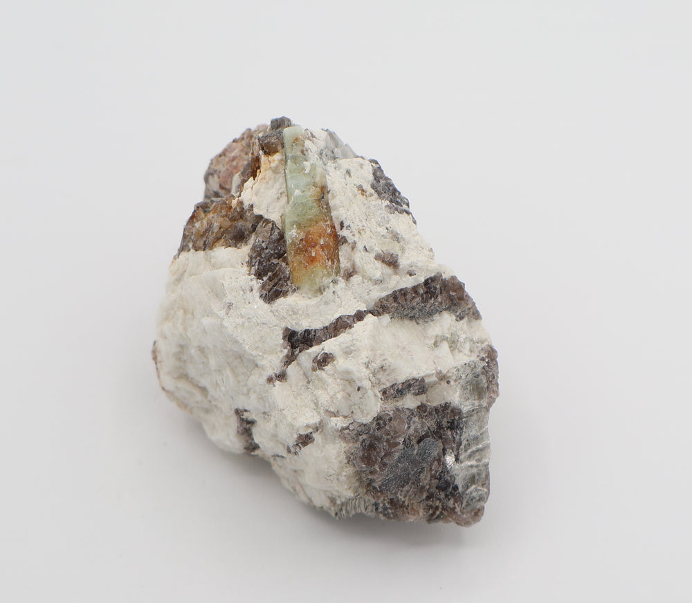 Sceptered Bi-Colour Beryl with Mica on Smoky Quartz and Feldspar