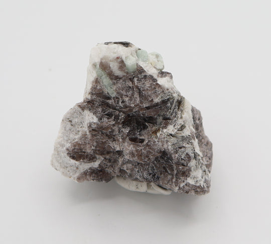 Aquamarine with Mica on Smoky Quartz and Feldspar