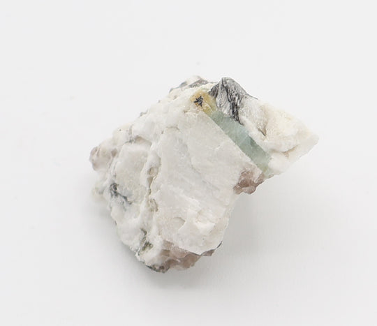 Heliodor Capped Aquamarine with Hematite, Mica, on Smoky Quartz and Feldspar