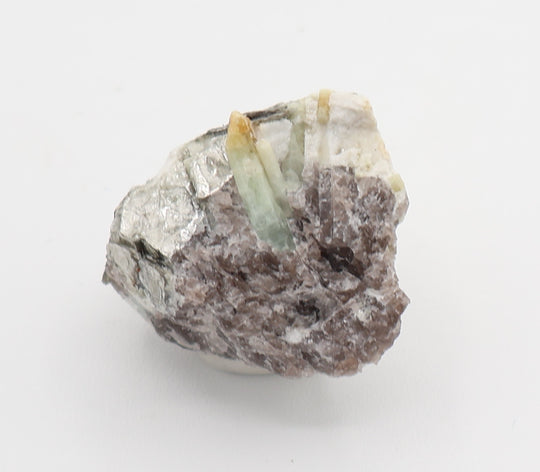 Heliodor Capped Aquamarine with Mica on Smoky Quartz and Feldspar