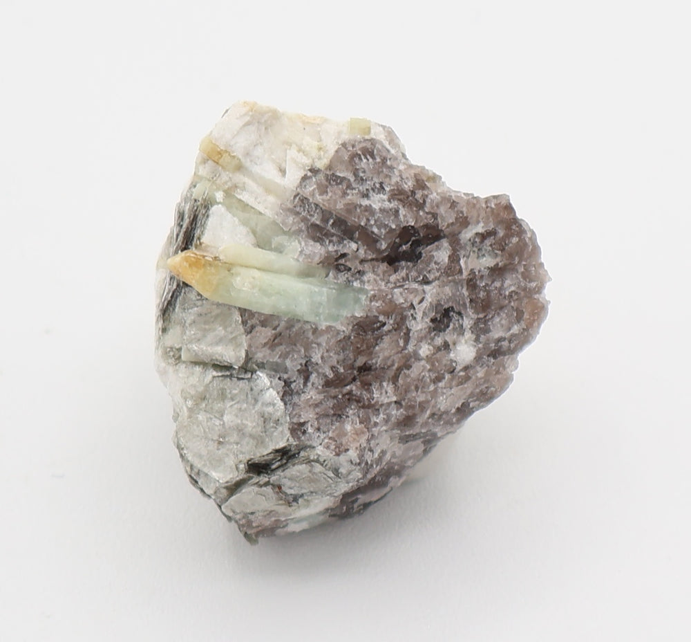 Heliodor Capped Aquamarine with Mica on Smoky Quartz and Feldspar