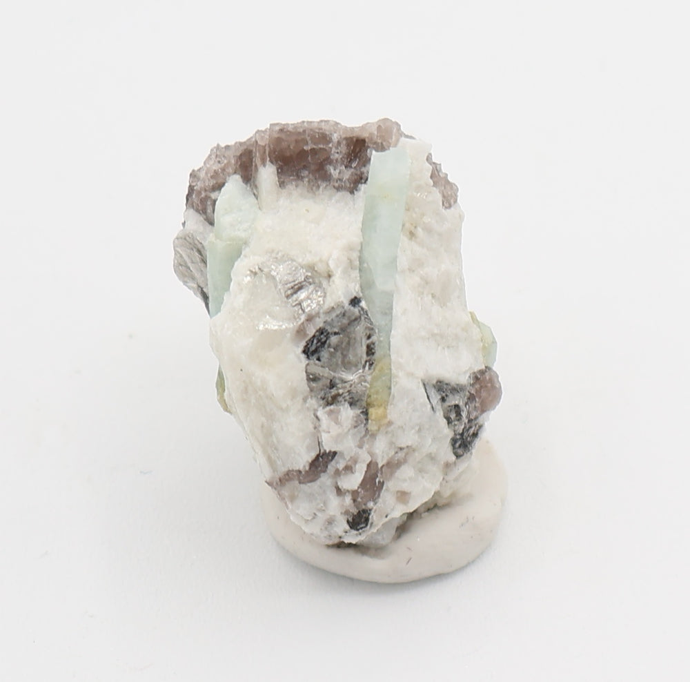 Bi-Colour Beryl with Mica on Smoky Quartz and Feldspar