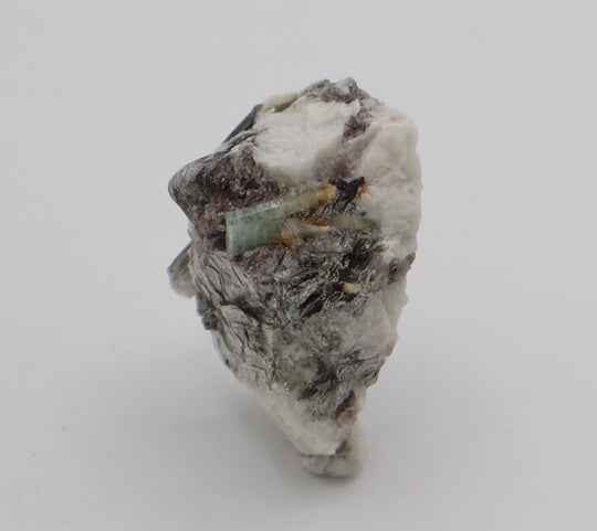 Bi-Colour Beryl with Hematite, Mica, on Smoky Quartz and Feldspar