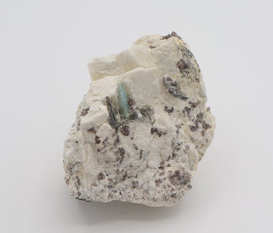 Aquamarine with Mica on Smoky Quartz and Feldspar