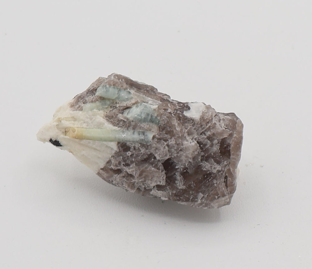 Heliodor Capped Aquamarine with Hematite on Smoky Quartz and Feldspar