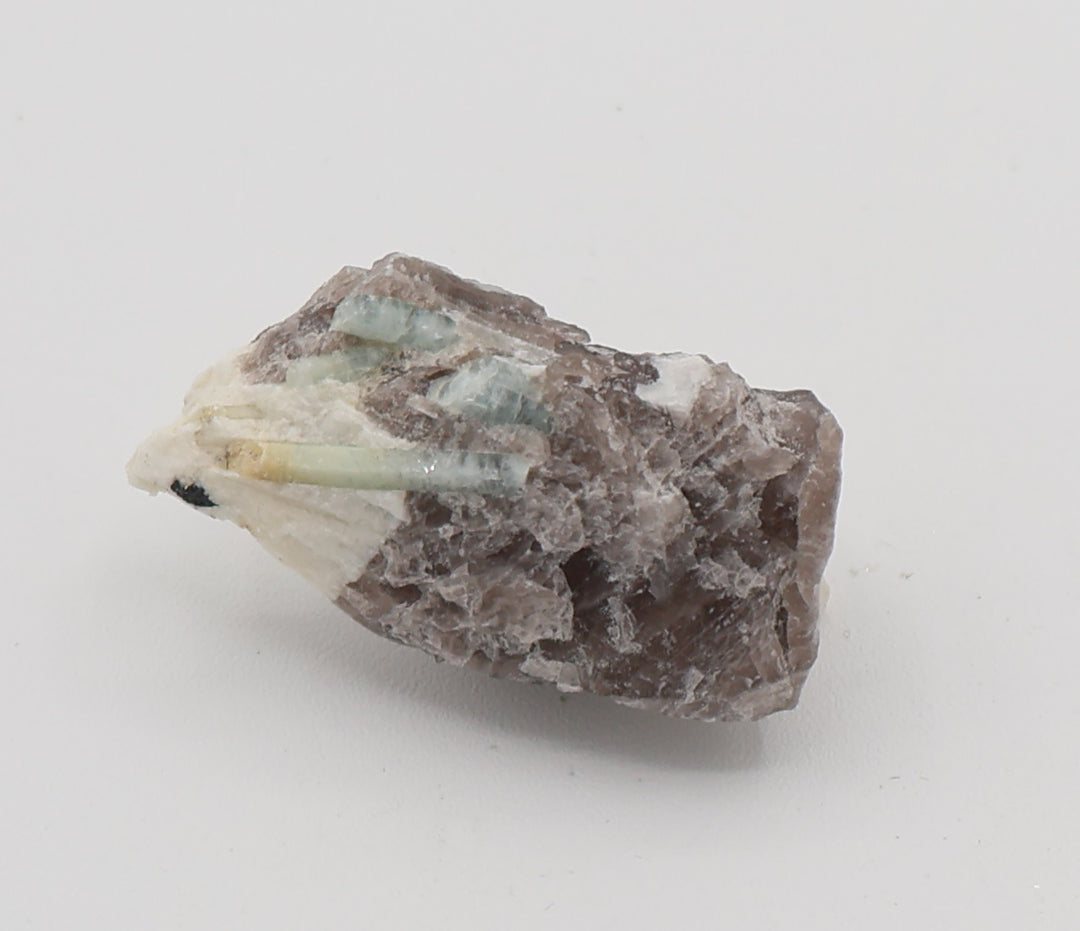 Heliodor Capped Aquamarine with Hematite on Smoky Quartz and Feldspar