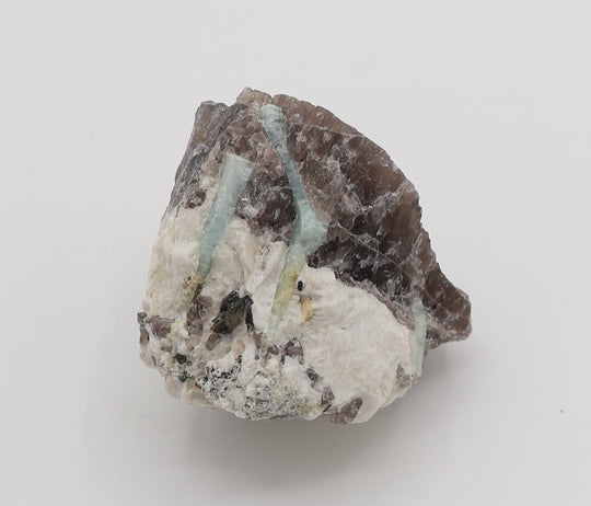 Bi-Colour Beryl with Mica on Smoky Quartz and Feldspar