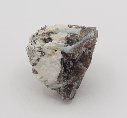 Bi-Colour Beryl with Mica on Smoky Quartz and Feldspar