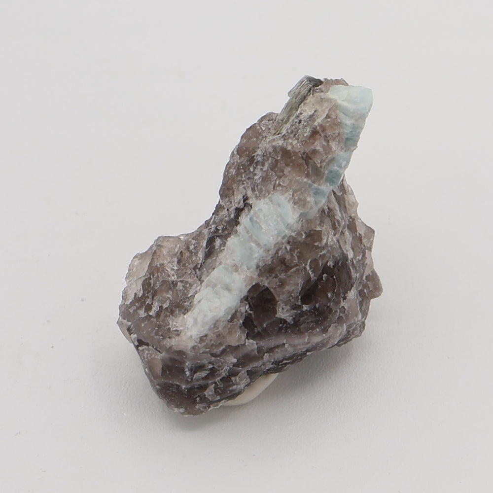 Aquamarine with Mica on Smoky Quartz